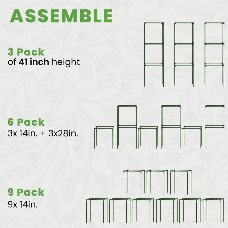 K-Brands Tomato Cage Square - Large Trellis Stakes and Plant Support Structures for Vegetables and Climbing Plants - Tall Tomato Cages for Garden  Pots  Raised Garden Bed Outdoor Supplies (3 Pack - Up to 41"") - Image 3